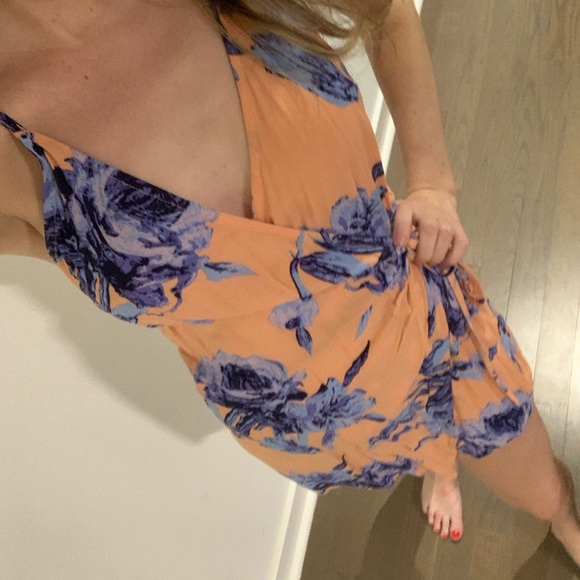 Here Comes the Sun peach and blue romper/dress - Picture 3 of 11